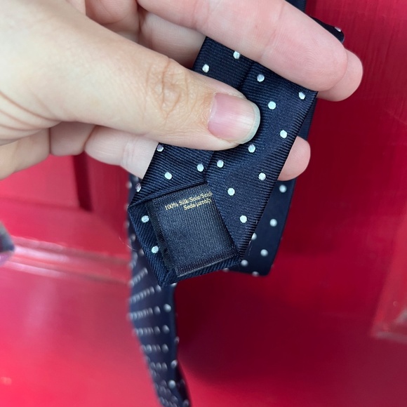 Brooks Brothers Fleece New Men's Navy Blue White Polka Dot Black Tie Formal - Picture 5 of 5